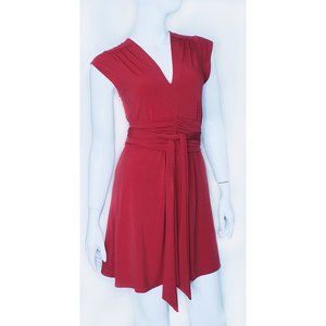 Julie Brown Dress NWT SZ Small Red V-Neck Sash